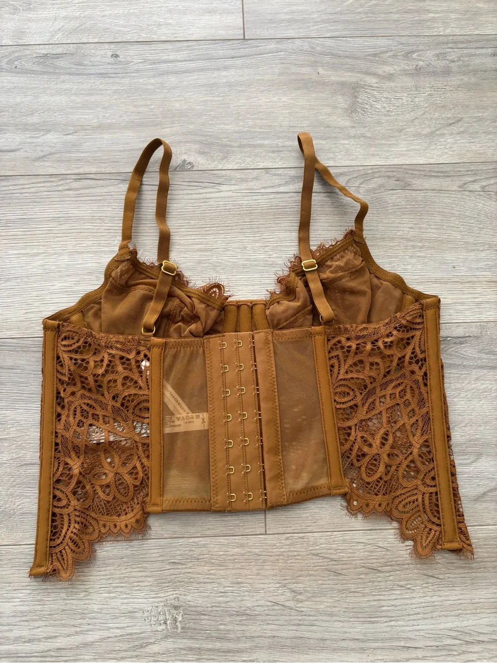 Anthropologie NWOT Giselle Lace Bustier in Camel Brown sz Small